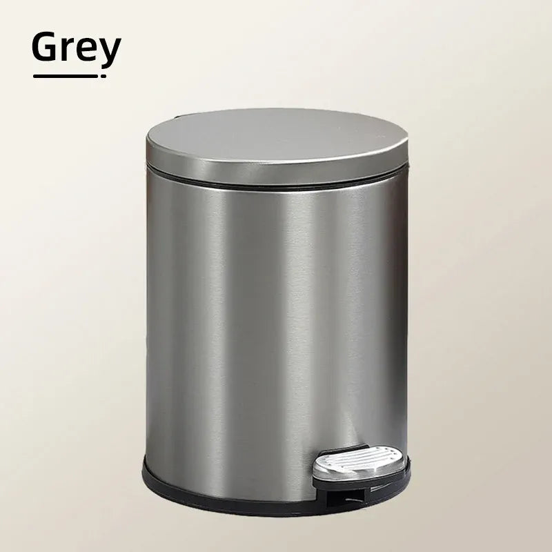 Trash Can Double Layer Foot Pedal Design with Lid Household Bin Kitchen Bathroom - White