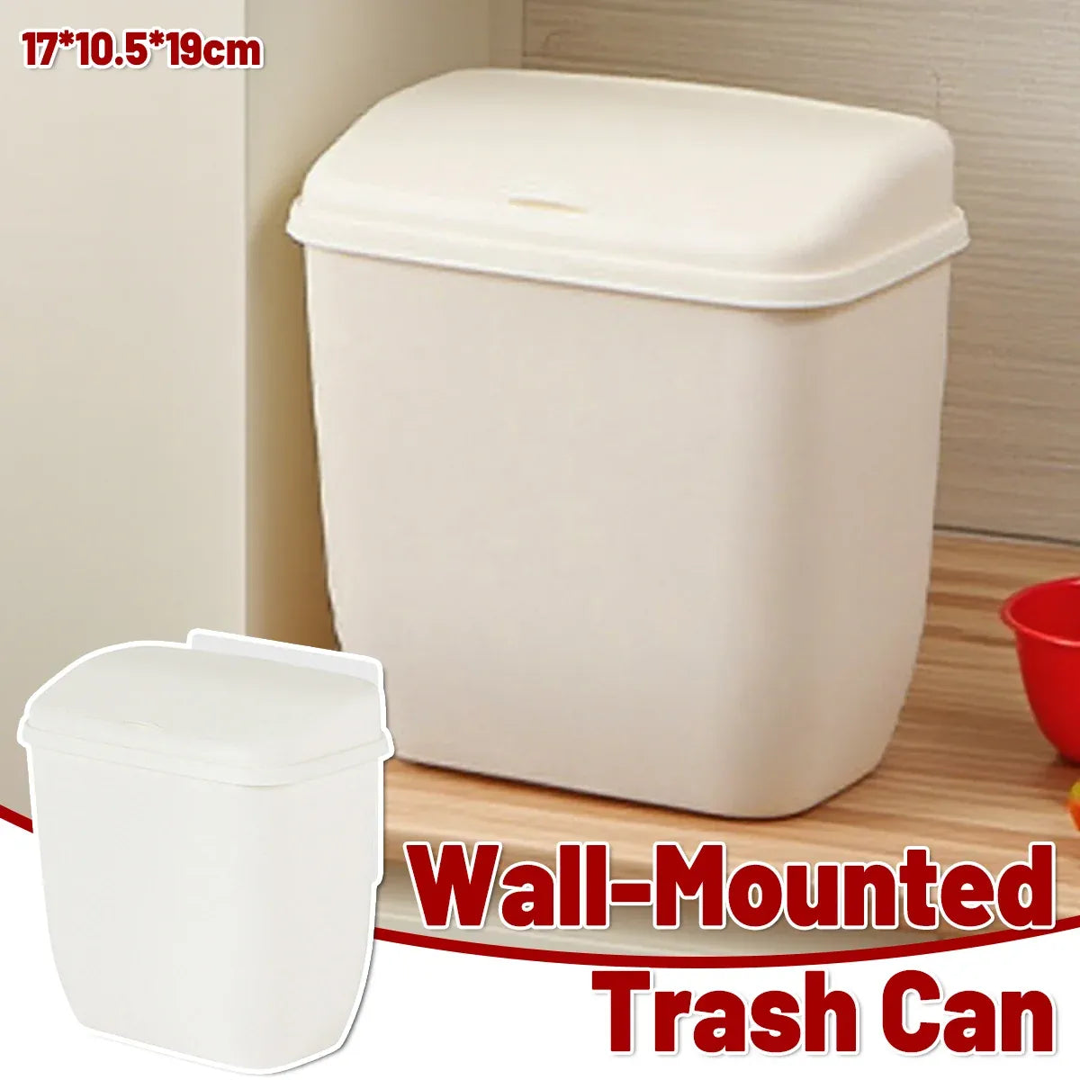 Wall Hanging Dustbin With Cover For Toilet Kitchen Hole Free Space Saving Bin
