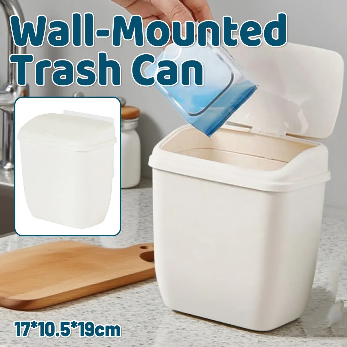 Wall Hanging Dustbin With Cover For Toilet Kitchen Hole Free Space Saving Bin