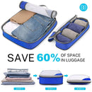 6pcs Mesh Visible Travel Storage Set Waterproof Nylon Compressible Storage Bags - Blue
