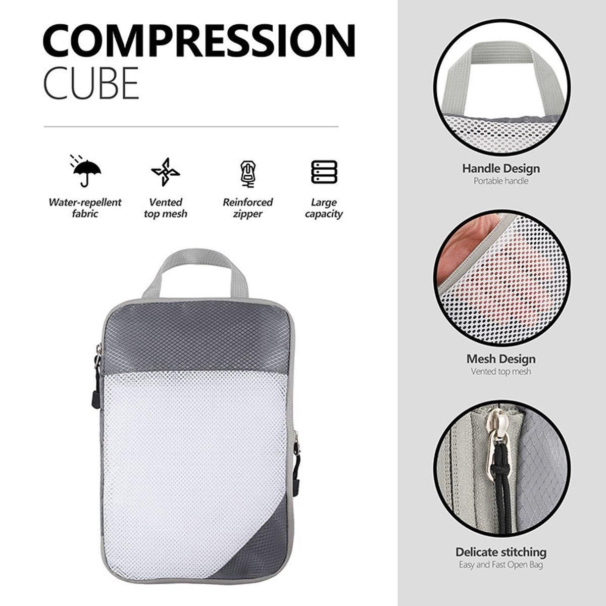 6pcs Mesh Visible Travel Storage Set Waterproof Nylon Compressible Storage Bags - Blue