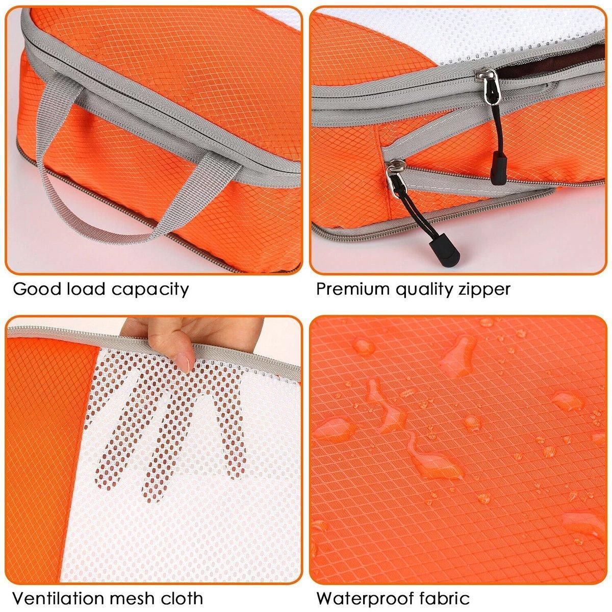 6pcs Mesh Visible Travel Storage Set Waterproof Nylon Compressible Storage Bags - Blue