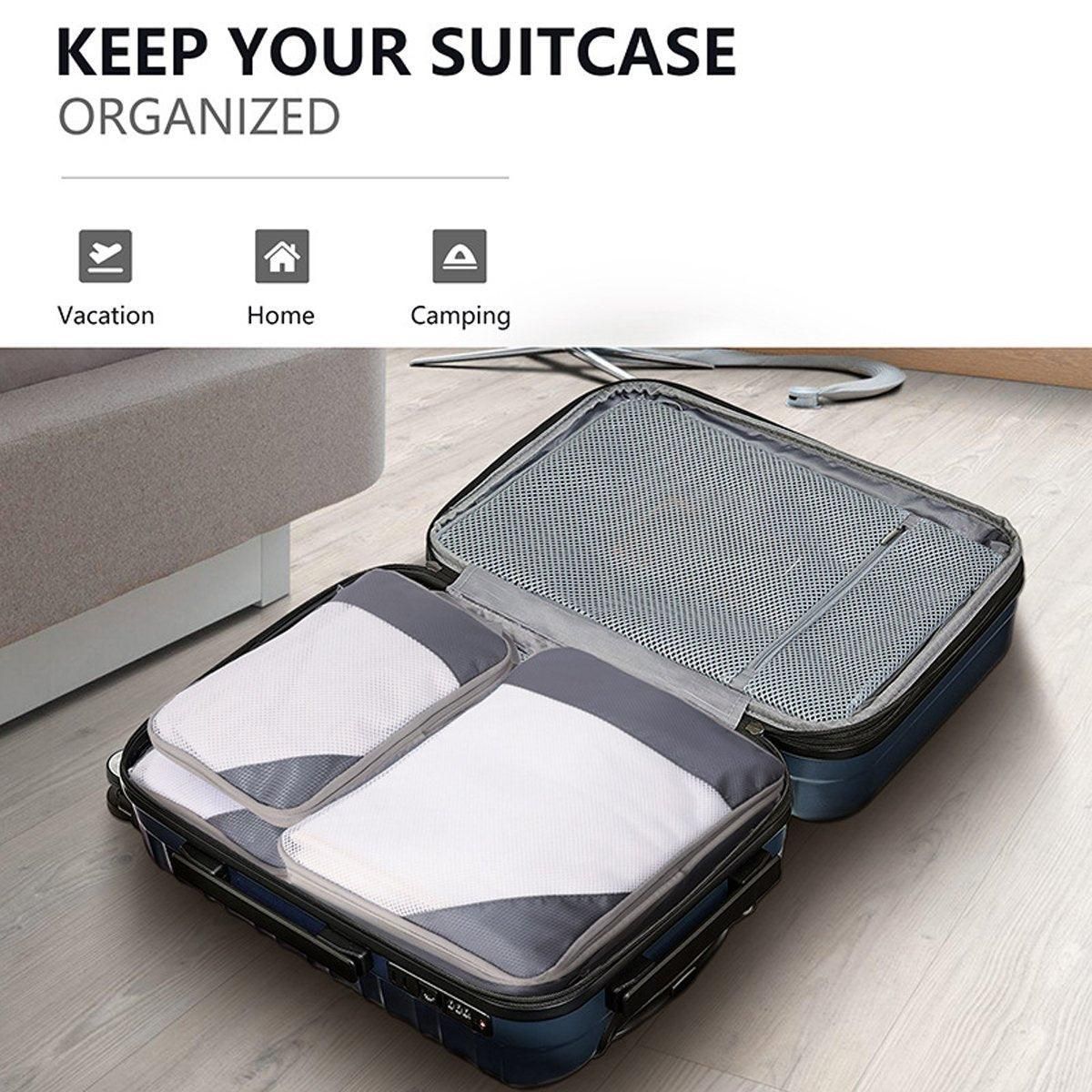 6pcs Mesh Visible Travel Storage Set Waterproof Nylon Compressible Storage Bags - Blue