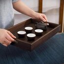 Bamboo Tea Tray Rectangular Tea Table Walnut Colour Fruit Bread Serving Plate - 28-20cm
