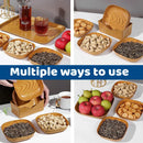 Snack Serving Tray Set Wood Grain Organiser Platter with Base Multi Compartment