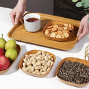 Snack Serving Tray Set Wood Grain Organiser Platter with Base Multi Compartment