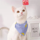 Pet Bandana-Style Collar Saliva Towel Adjustable For Cat Kitten Dog Puppy L Size - Blue