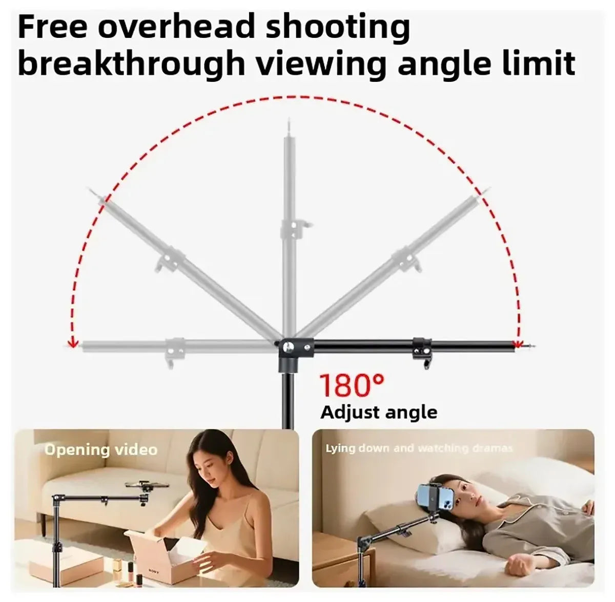 2.2m Adjustable Overhead Shooting Stand For Phone Camera DSLR Video Live Use