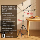 2.2m Adjustable Overhead Shooting Stand For Phone Camera DSLR Video Live Use