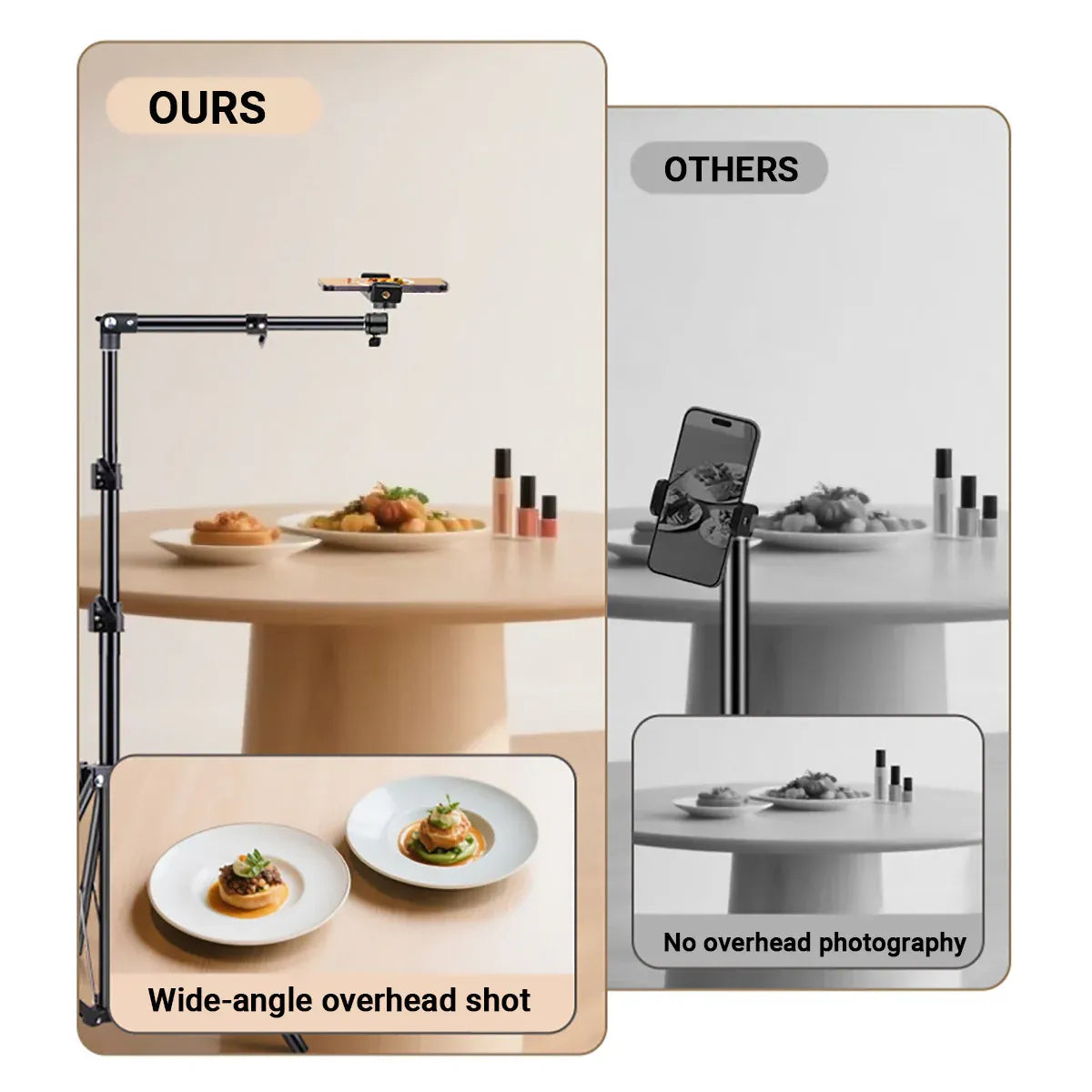 2.2m Adjustable Overhead Shooting Stand For Phone Camera DSLR Video Live Use