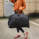 Wheeled Travel Duffle Trolley Bag Carry On Rolling Luggage Suitcase Tote Durable - Black-24in
