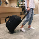 Wheeled Travel Duffle Trolley Bag Carry On Rolling Luggage Suitcase Tote Durable - Red-24in