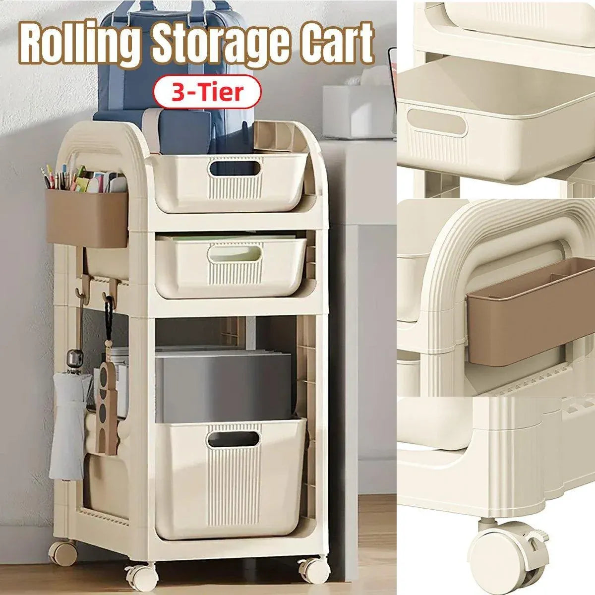Mobile Storage Trolley Rolling Utility Cart Heavy Duty Organizer with Wheels