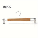 10-Piece Wooden Trouser Hanger Set with Adjustable Clips