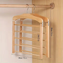 Multi Tier Wooden Trouser Rack Household Towel Rack Space Saving Pants Hanger - Retro