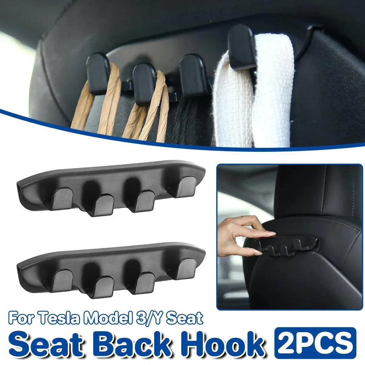 2pcs Hook Hangers for Tesla Model 3 Y Front Row Storage Backrest Organizer