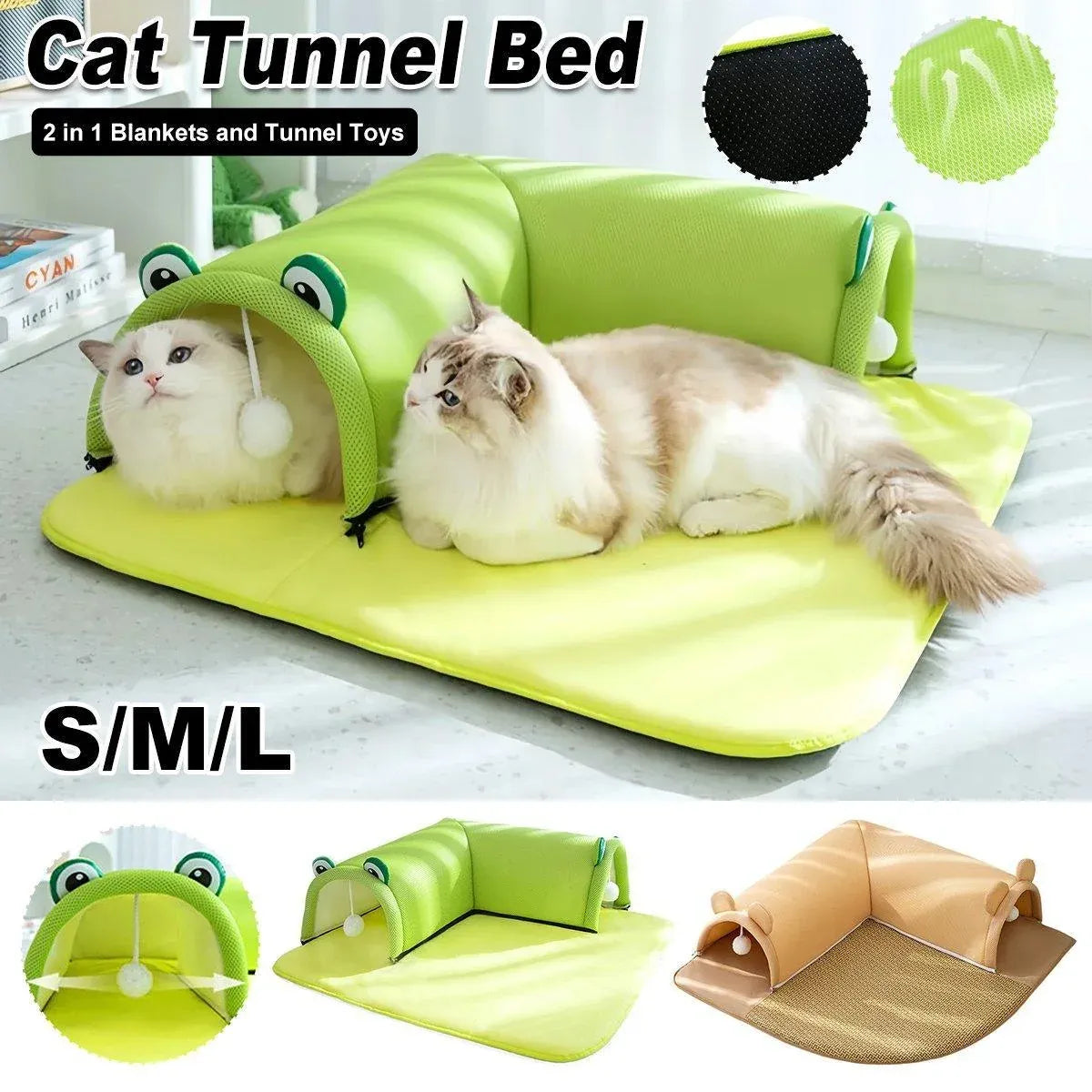 Washable Cat Tunnel Nest Corner Passage Cat House Easy Clean Pet Furniture - Brown-S