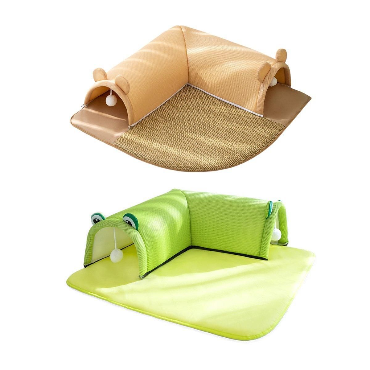 Washable Cat Tunnel Nest Corner Passage Cat House Easy Clean Pet Furniture - Green-M