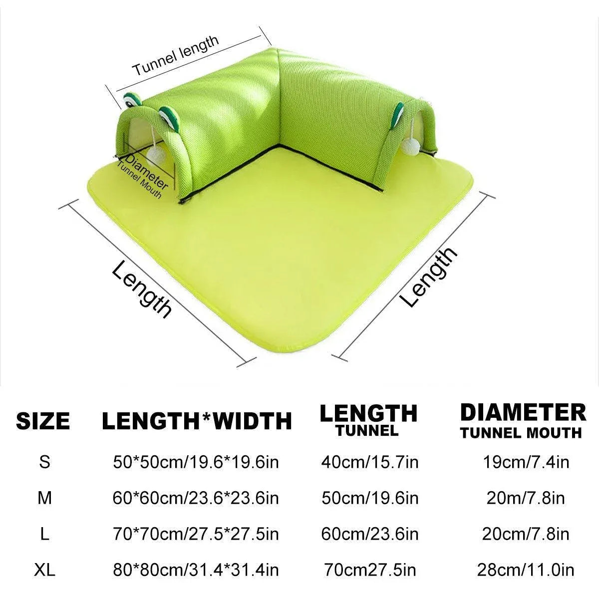 Washable Cat Tunnel Nest Corner Passage Cat House Easy Clean Pet Furniture - Green-S