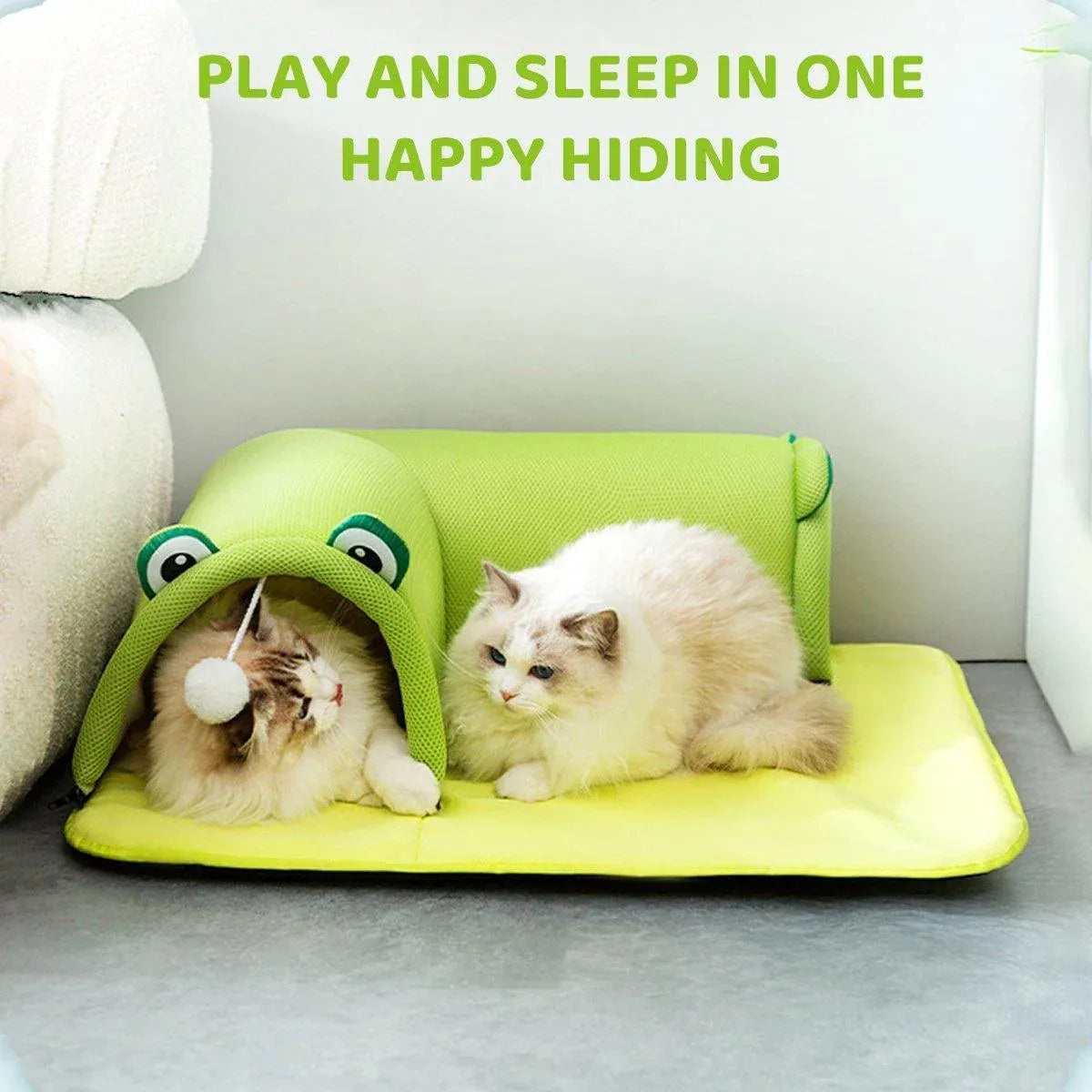 Washable Cat Tunnel Nest Corner Passage Cat House Easy Clean Pet Furniture - Green-S