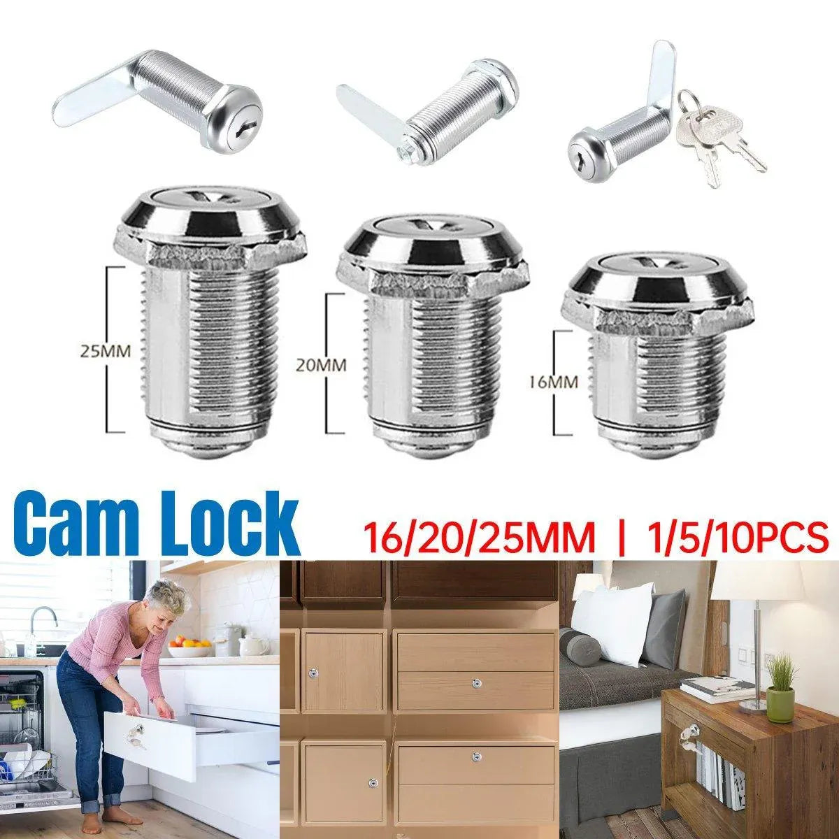 1/5/10pcs File Cabinet Drawer Milk Box Swivel Lock Small Round Security Lock - 20mm-10PCS