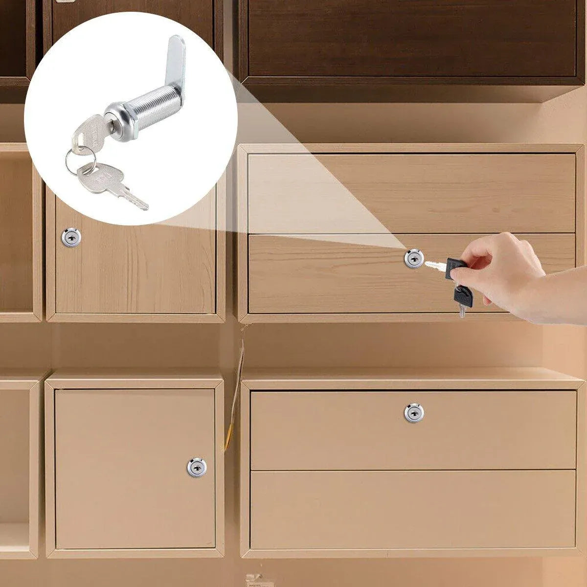 1/5/10pcs File Cabinet Drawer Milk Box Swivel Lock Small Round Security Lock - 25mm-10PCS