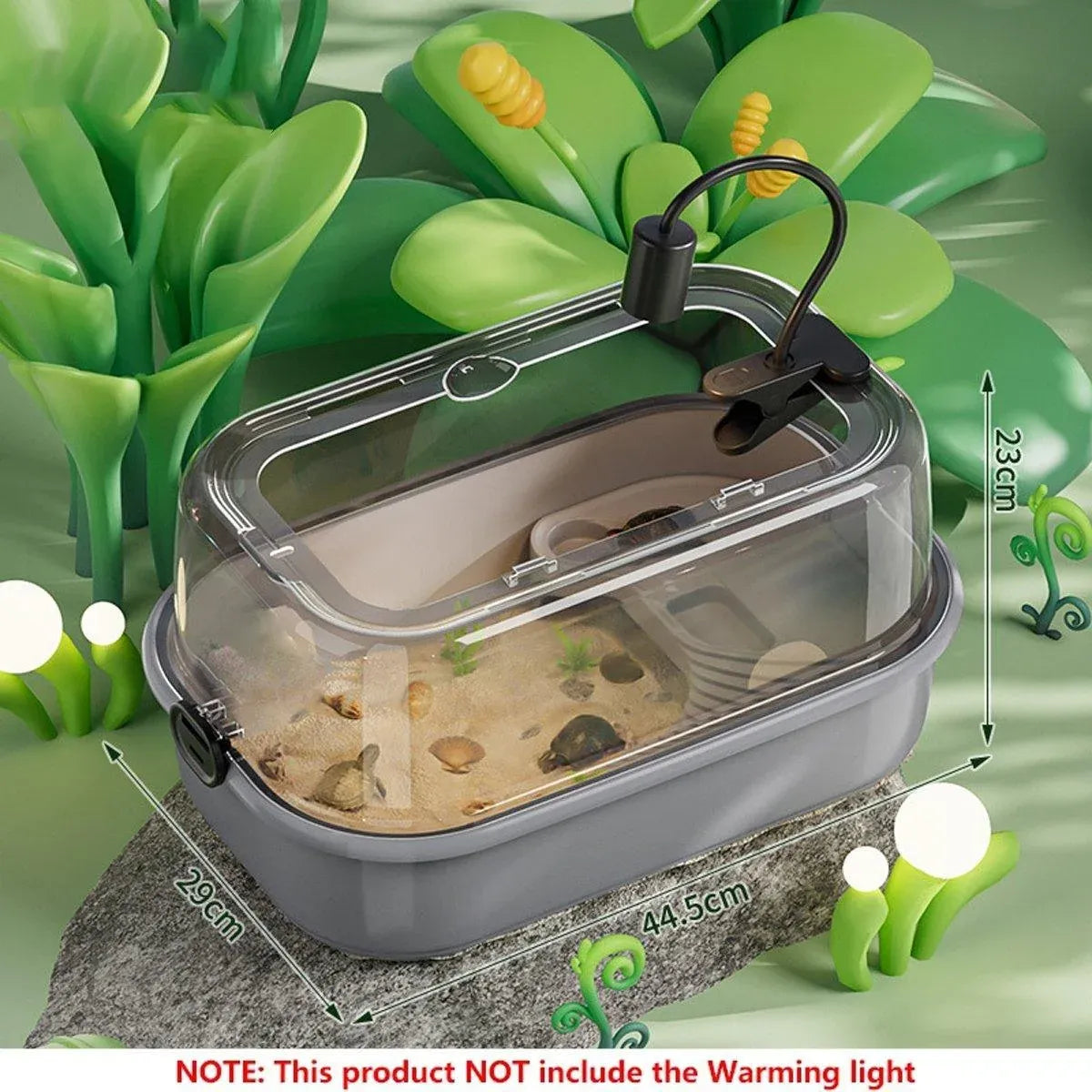 Turtle Tank Home Reptile Habitat Turtle Feeding Box Aquarium Portable Container - Grey