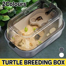 Turtle Tank Home Reptile Habitat Turtle Feeding Box Aquarium Portable Container - Grey