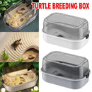 Turtle Tank Home Reptile Habitat Turtle Feeding Box Aquarium Portable Container - White