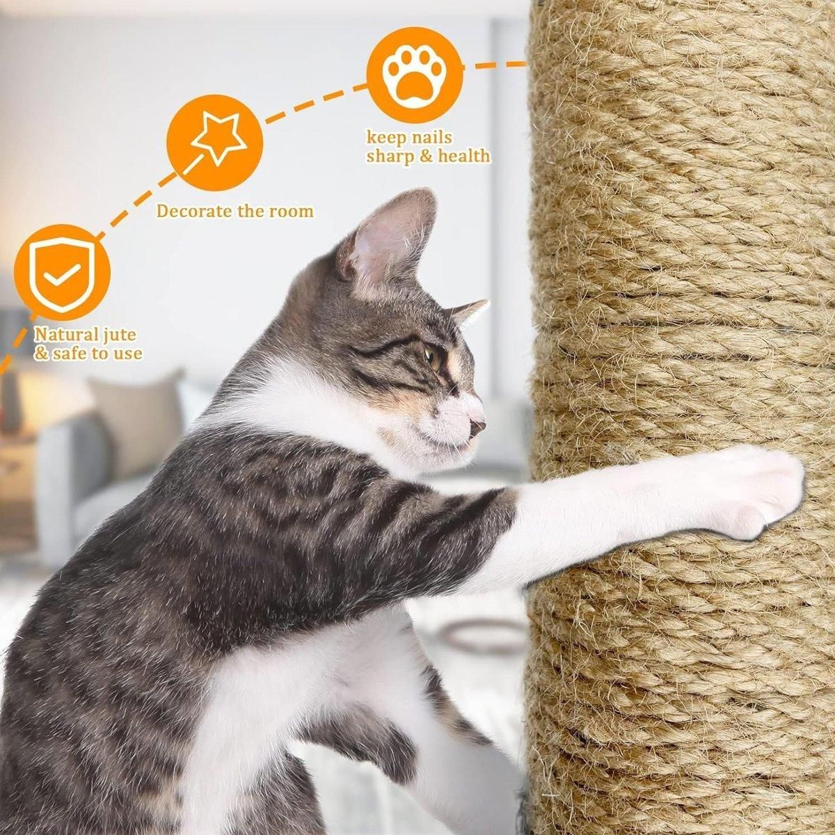 2pcs Sisal Cat Scratching Post Climbing Frame Replacement Pole for Cats Activity - 20cm
