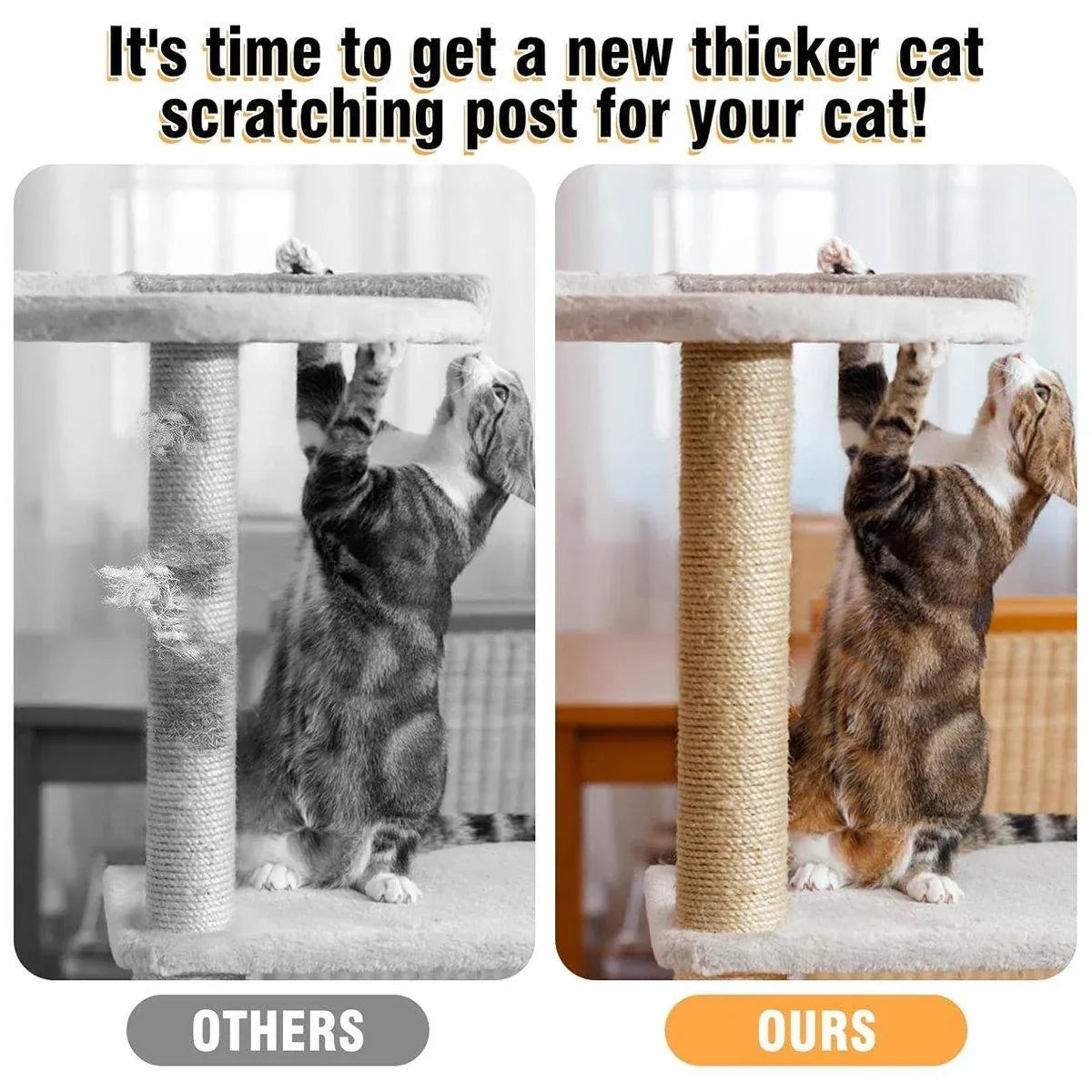 2pcs Sisal Cat Scratching Post Climbing Frame Replacement Pole for Cats Activity - 20cm