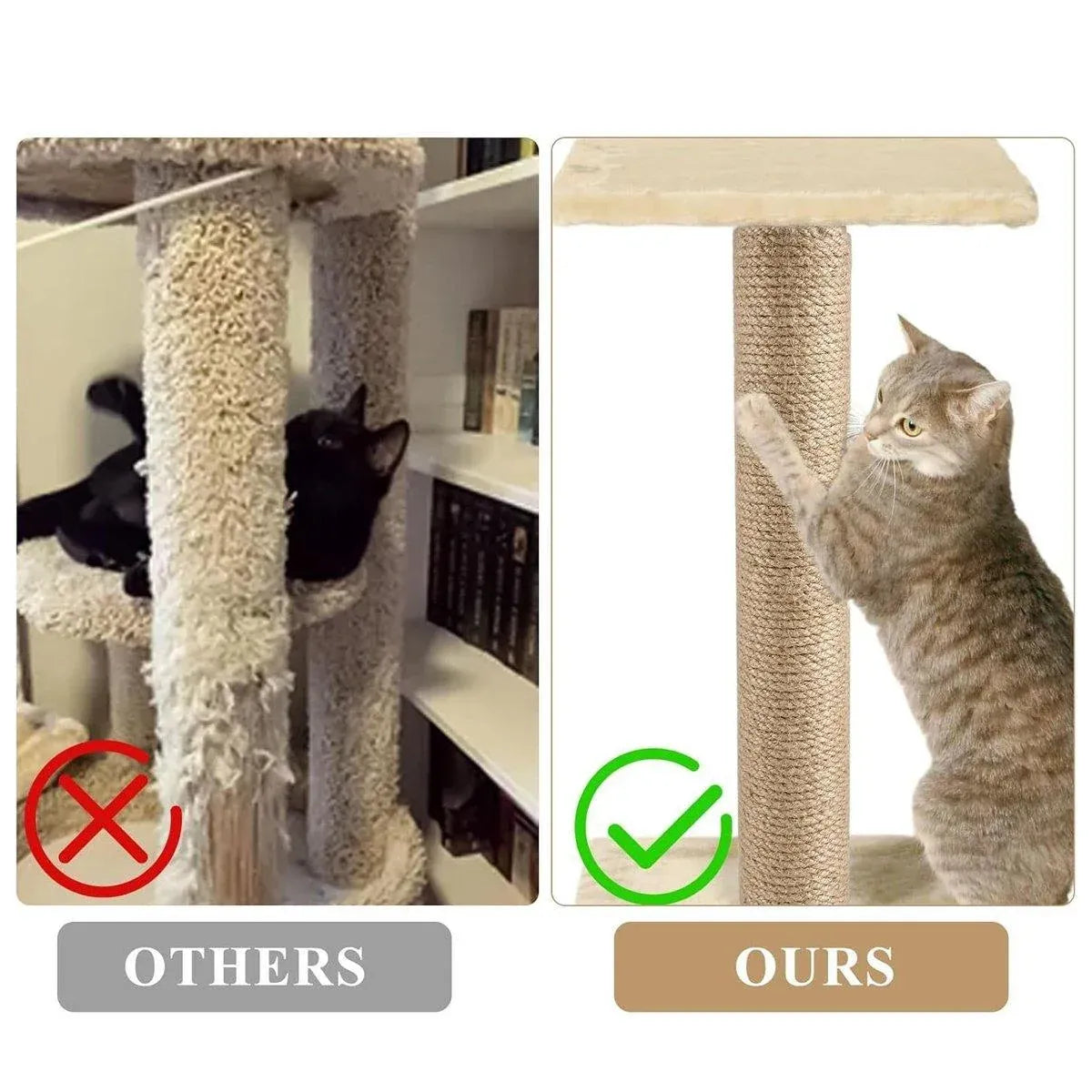 2pcs Sisal Cat Scratching Post Climbing Frame Replacement Pole for Cats Activity - 20cm