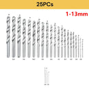 Drill Bits Set Metric Metal Twist High Speed HSS Steel Case 25pcs Coated Tool