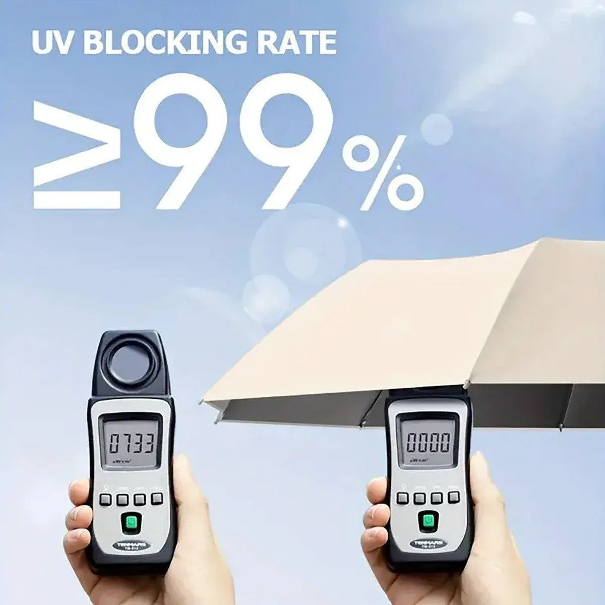 Automatic Folding UV Protection Umbrella Unisex Dual Purpose Rain Sun Umbrella - Blue