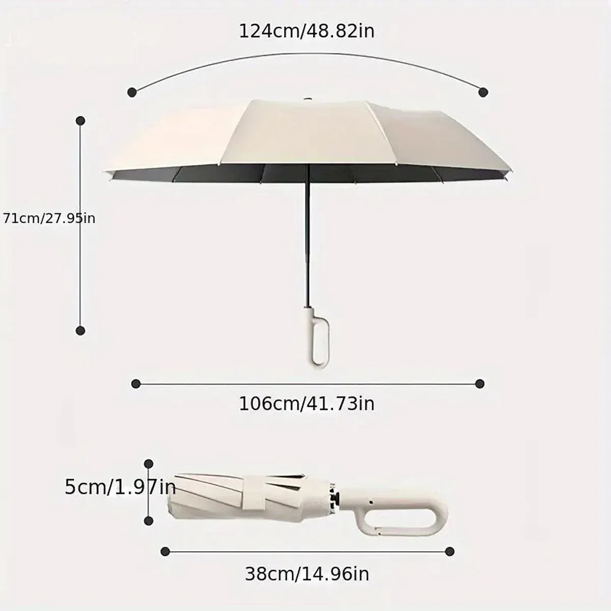 Automatic Folding UV Protection Umbrella Unisex Dual Purpose Rain Sun Umbrella - Grey