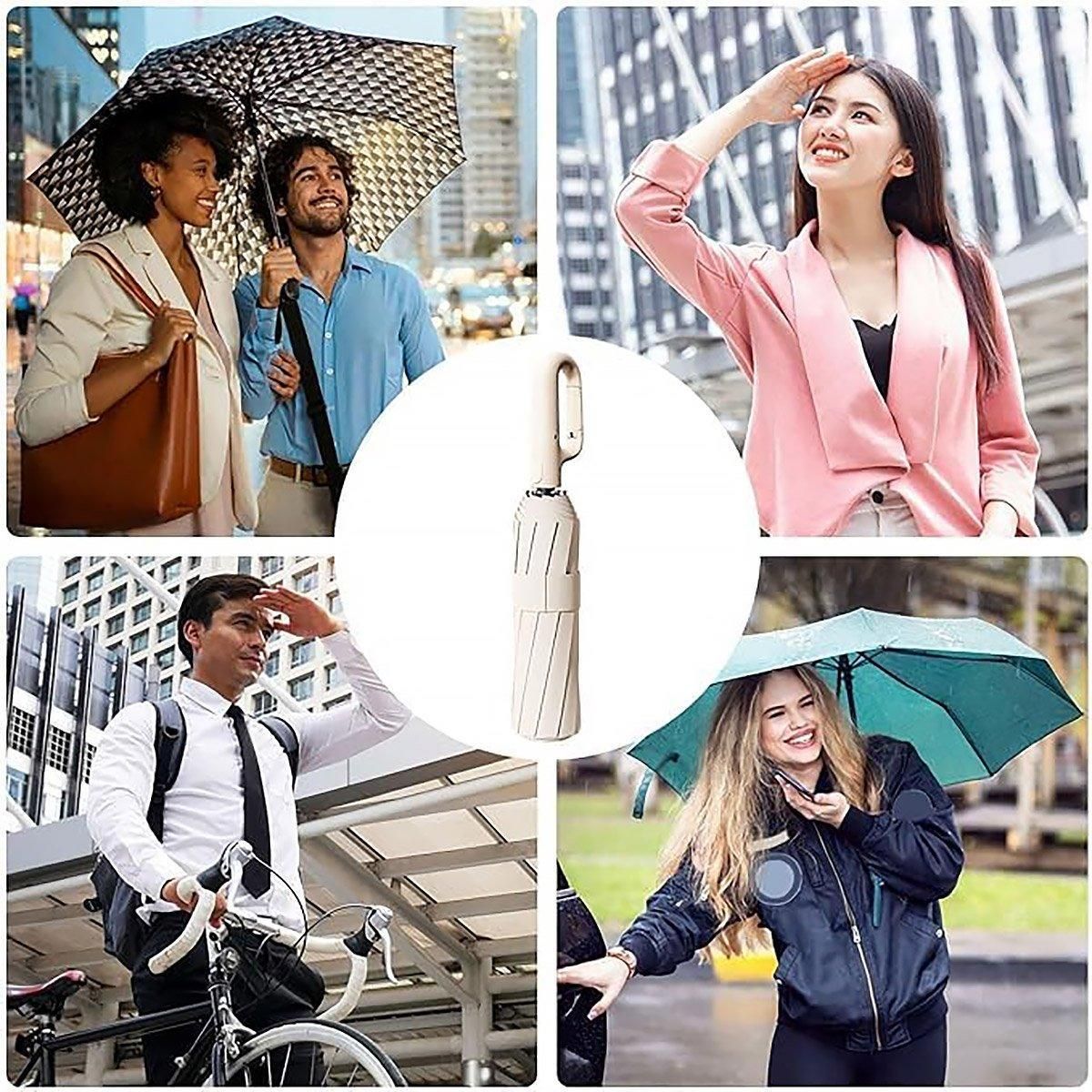 Automatic Folding UV Protection Umbrella Unisex Dual Purpose Rain Sun Umbrella - Grey