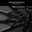 Automatic Folding Umbrella 12-Rib Large Windproof Sunshade for Men and Women - Black