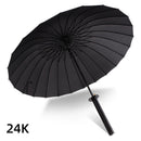1-Piece Black 24-Rib Sword-Handle Straight Umbrella