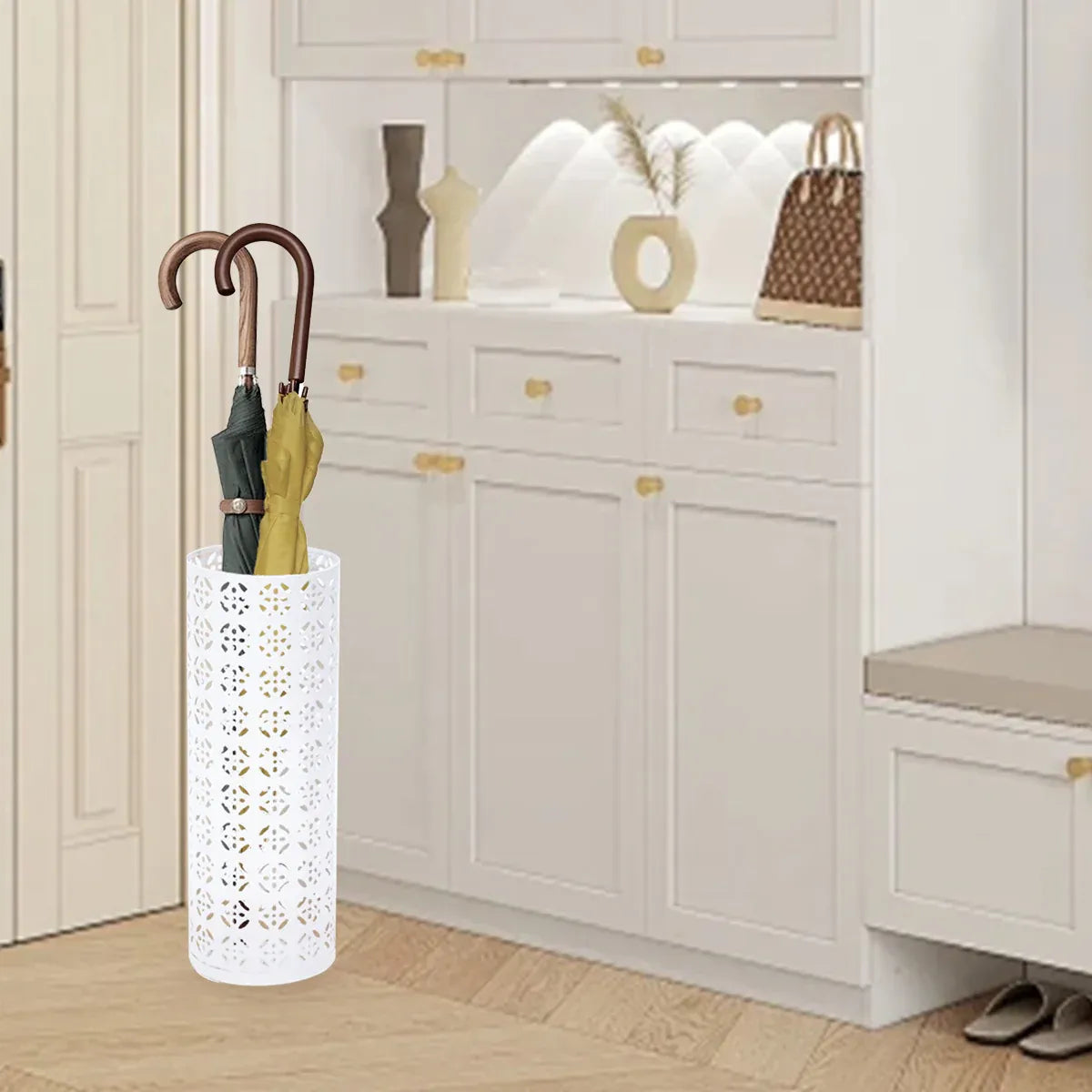 Metal Umbrella Stand Multifunctional Storage Bucket Lobby Organizer Flower Tube