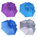 2-Layer Outdoor Foldable Sun Umbrella Hat Fishing Camping Headwear Cap Head Hat - Blue