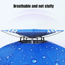 2-Layer Outdoor Foldable Sun Umbrella Hat Fishing Camping Headwear Cap Head Hat - Blue