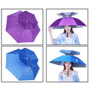 2-Layer Outdoor Foldable Sun Umbrella Hat Fishing Camping Headwear Cap Head Hat - Blue