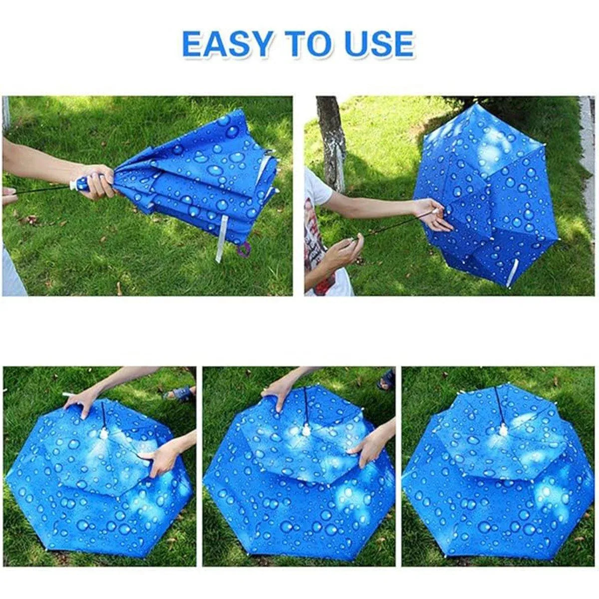 2-Layer Outdoor Foldable Sun Umbrella Hat Fishing Camping Headwear Cap Head Hat - Silver