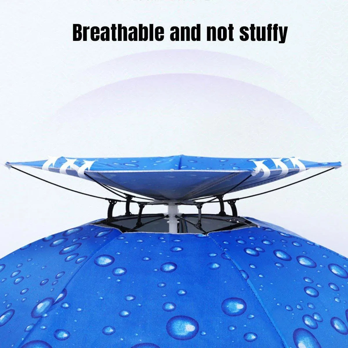 2-Layer Outdoor Foldable Sun Umbrella Hat Fishing Camping Headwear Cap Head Hat - Silver