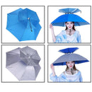 2-Layer Outdoor Foldable Sun Umbrella Hat Fishing Camping Headwear Cap Head Hat - Silver