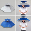 2-Layer Outdoor Foldable Sun Umbrella Hat Fishing Camping Headwear Cap Head Hat - Silver