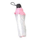 Transparent Folding Umbrella Compact Tri Fold Design Clear Rain Protection Cover - Manually operated-Pink