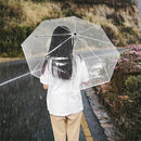 Transparent Folding Umbrella Compact Tri Fold Design Clear Rain Protection Cover - Manually operated-Pink