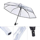 Transparent Folding Umbrella Compact Tri Fold Design Clear Rain Protection Cover - Manually operated-Pink