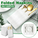 50/100PCS Disposable White Napkin Set Knife Fork Holder for Party Banquet Table - 50PCS